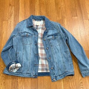 Thread & Supply Denim Jacket with Plaid Interior